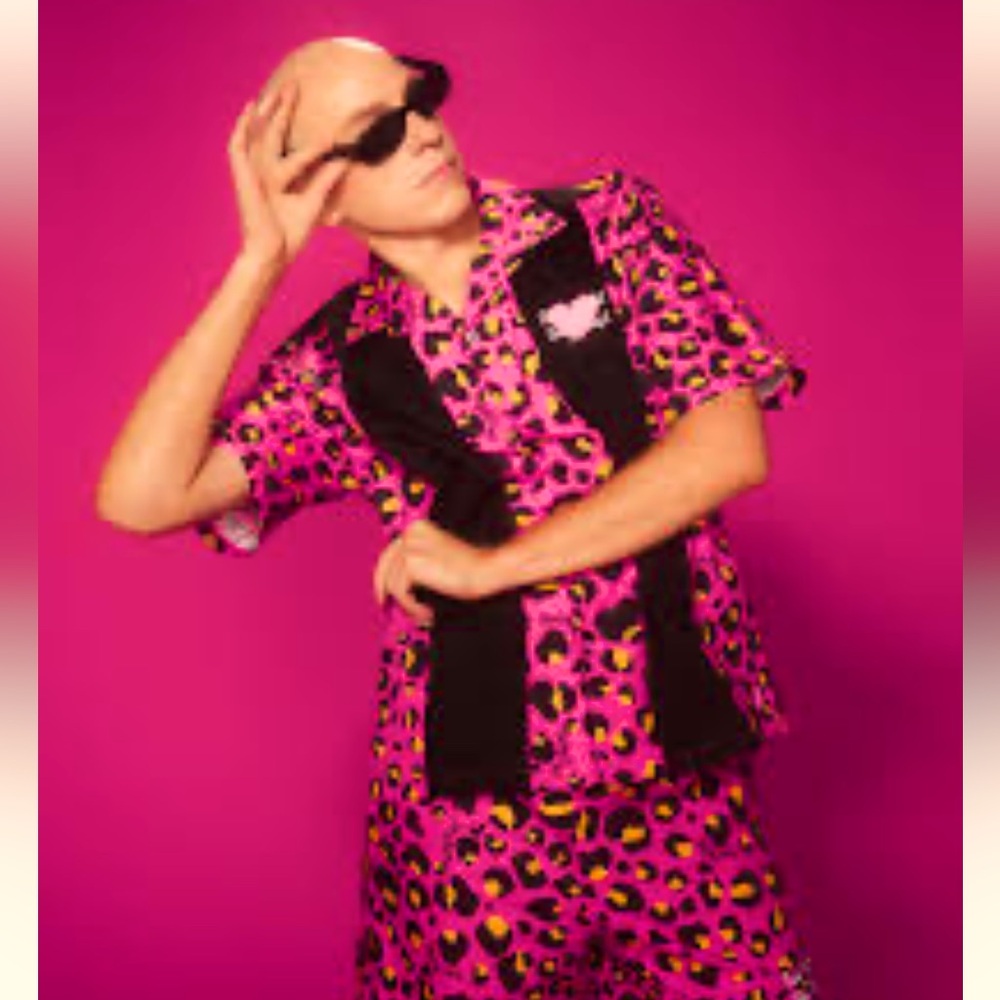 TRIXIE MATTEL X Teddy Fresh Bowling Shirt Leopard Black pink LARGE W/ guitar pic